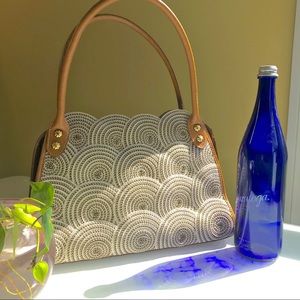 New - Eric Javits Tan/Cream Woven Circles